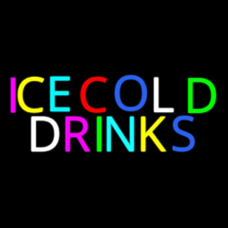 Multi Colored Ice Cold Drinks Leuchtreklame