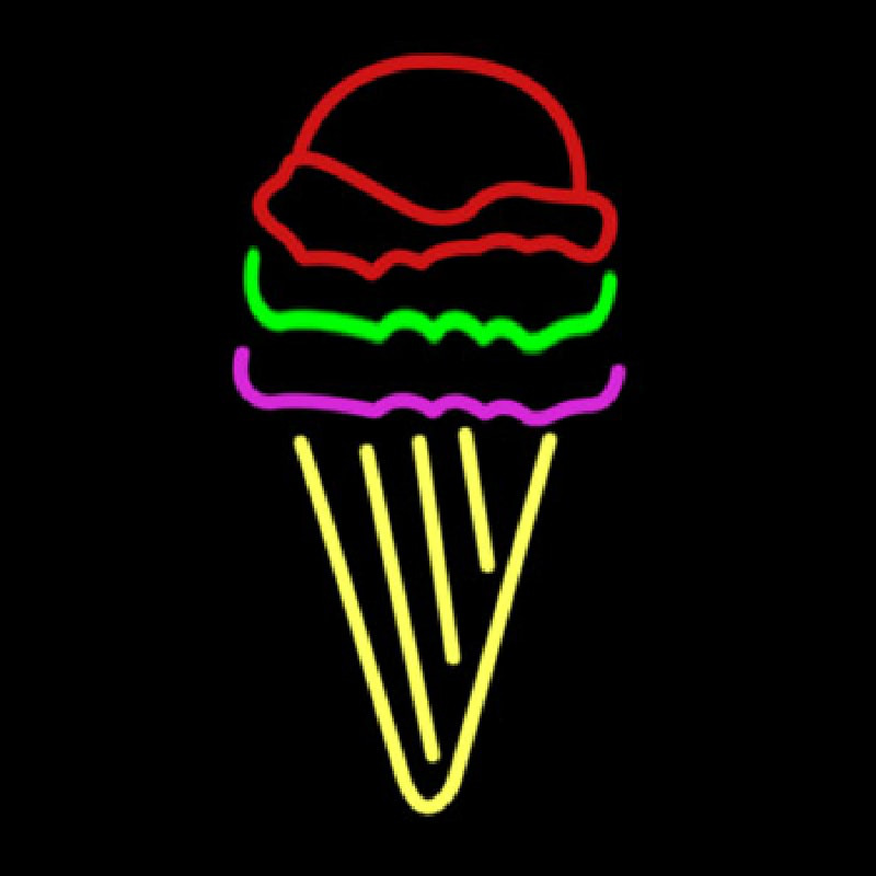 Multi Colored Ice Cream Cone Logo Leuchtreklame