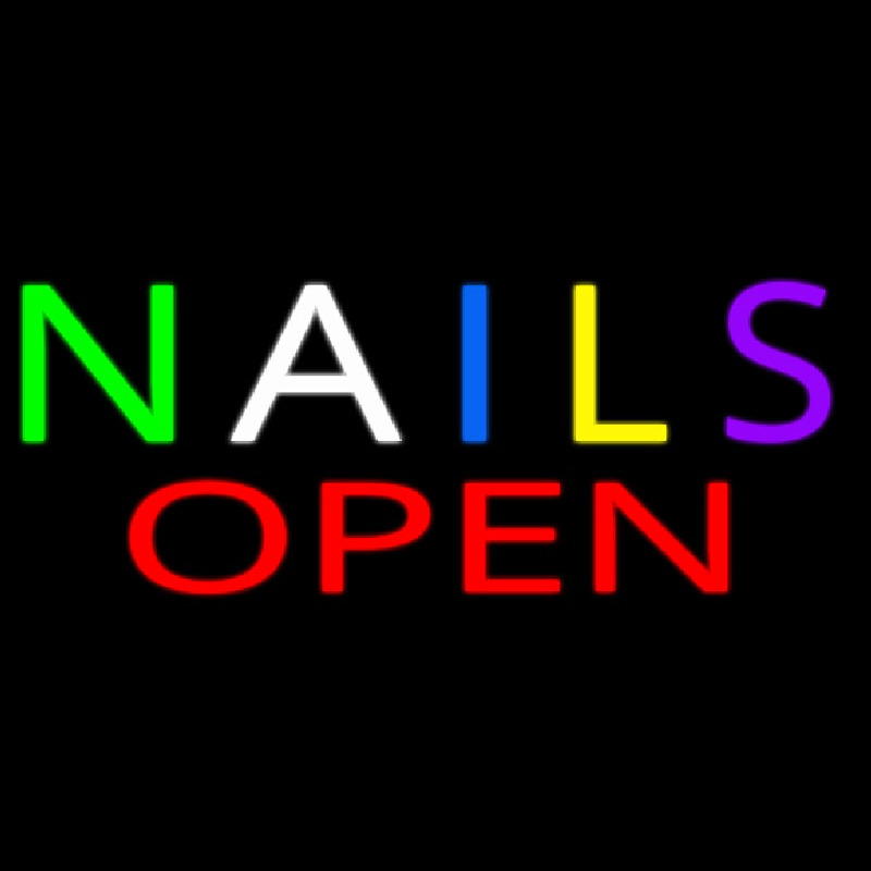 Multi Colored Nails Open Leuchtreklame