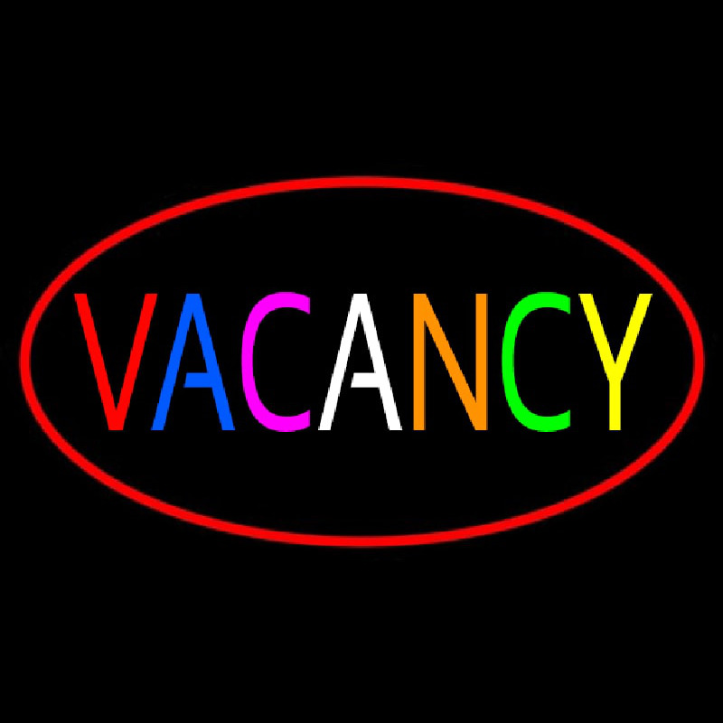 Multi Colored Vacancy With Red Border Leuchtreklame