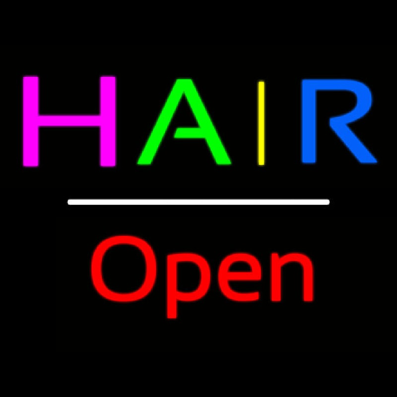 Multicolored Hair Open White Line Leuchtreklame