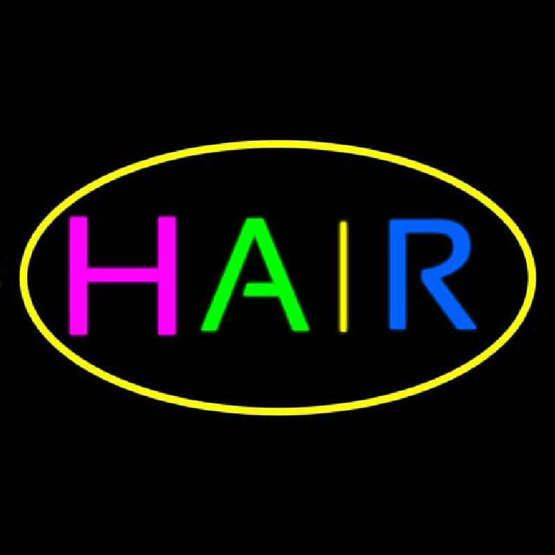 Multicolored Hair Oval Yellow Leuchtreklame