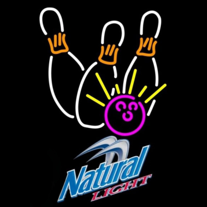 Natural Light Bowling White Pink Beer Sign Leuchtreklame