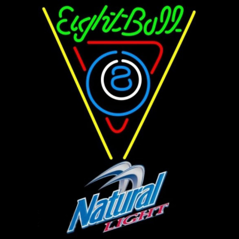 Natural Light Eightball Billiards Pool Beer Sign Leuchtreklame