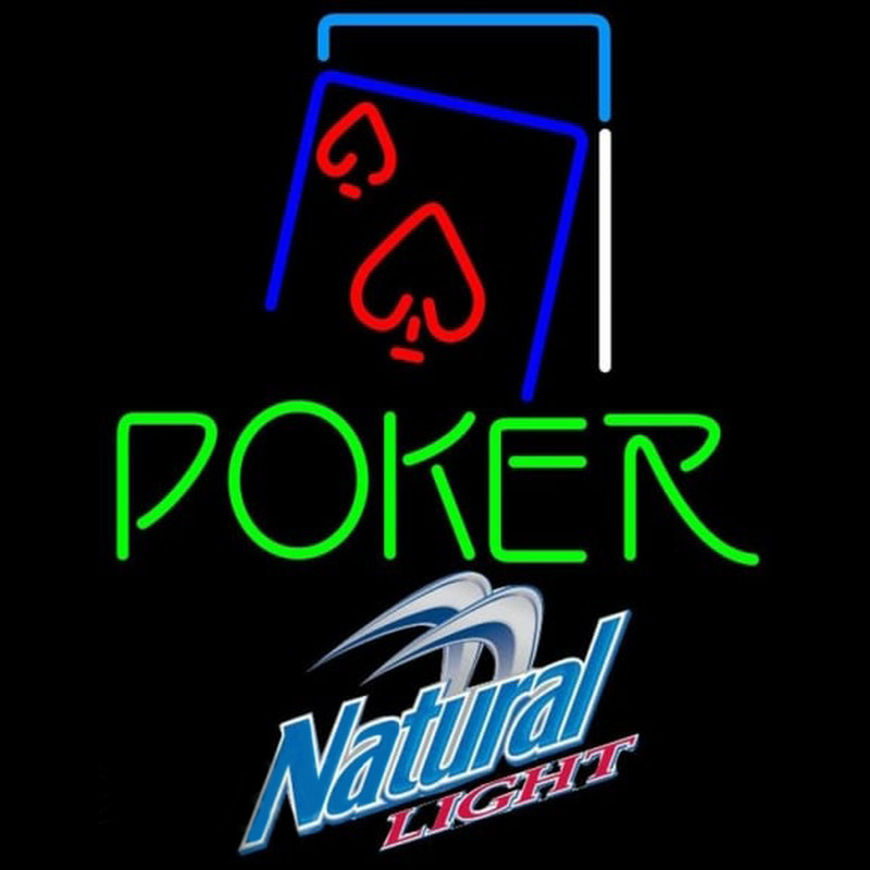 Natural Light Green Poker Red Heart Beer Sign Leuchtreklame