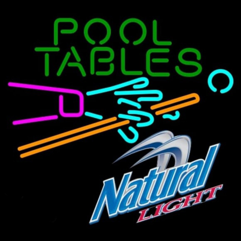 Natural Light Pool Tables Billiards Beer Sign Leuchtreklame