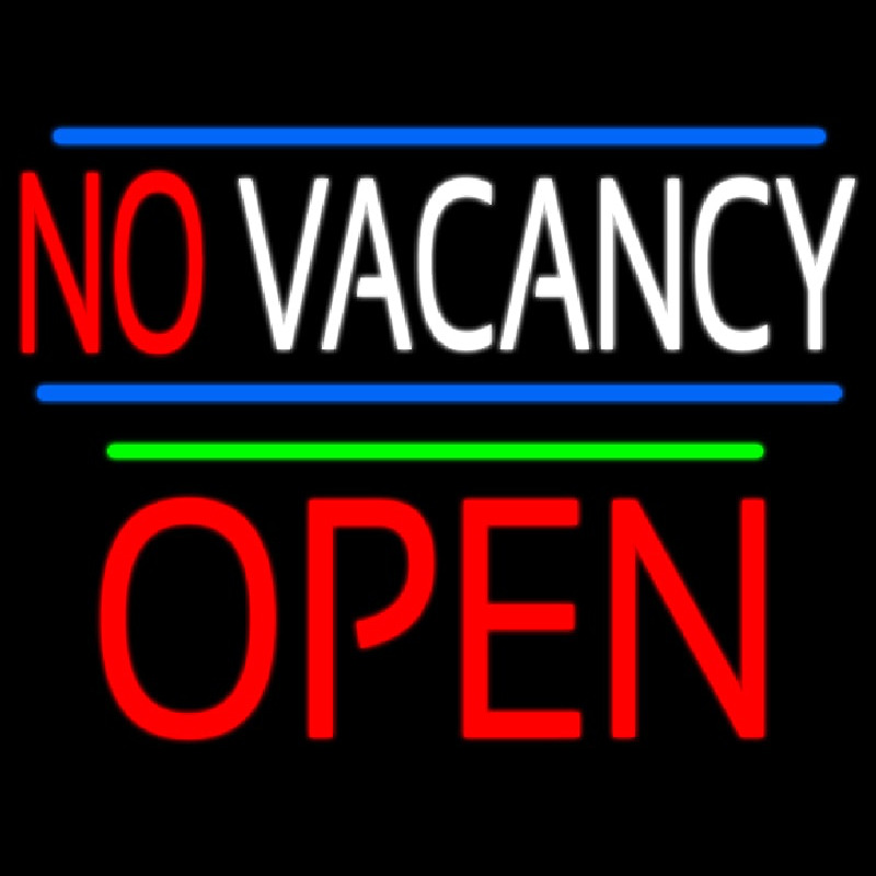 No Vacancy Block Red Open Green Line Leuchtreklame