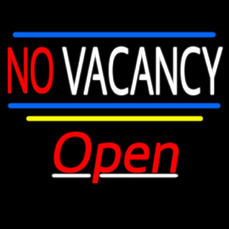 No Vacancy Open Yellow Line Leuchtreklame