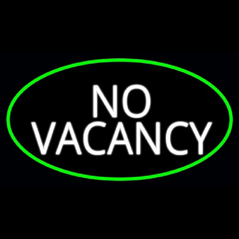 No Vacancy Oval Green Border Leuchtreklame