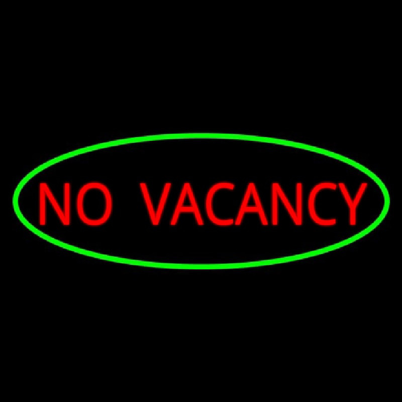 No Vacancy Oval Green Border Leuchtreklame