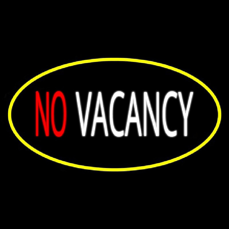No Vacancy Oval Yellow Leuchtreklame