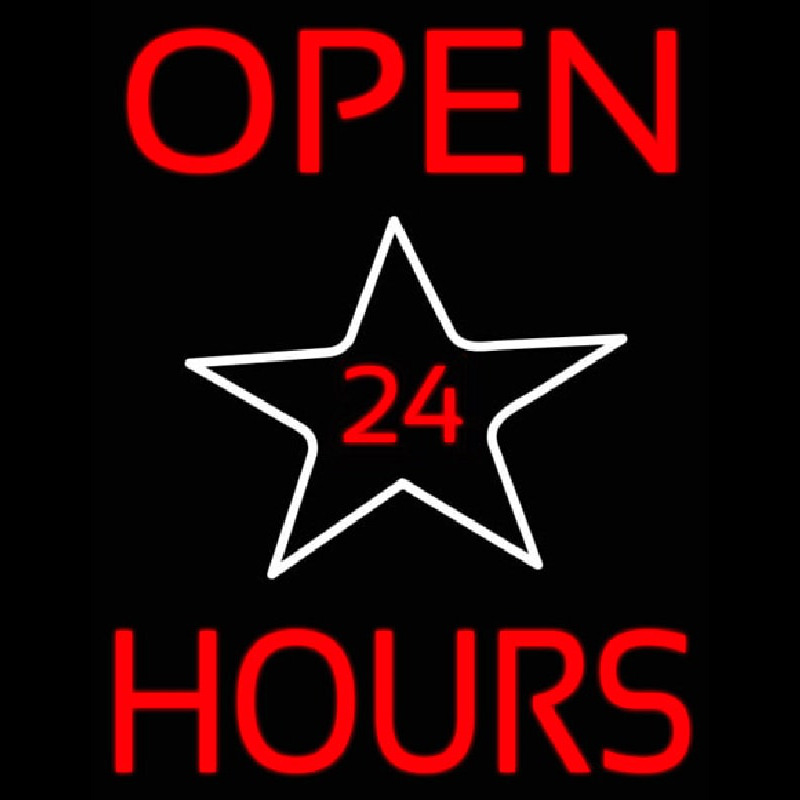 Open 24 Hours Star Leuchtreklame