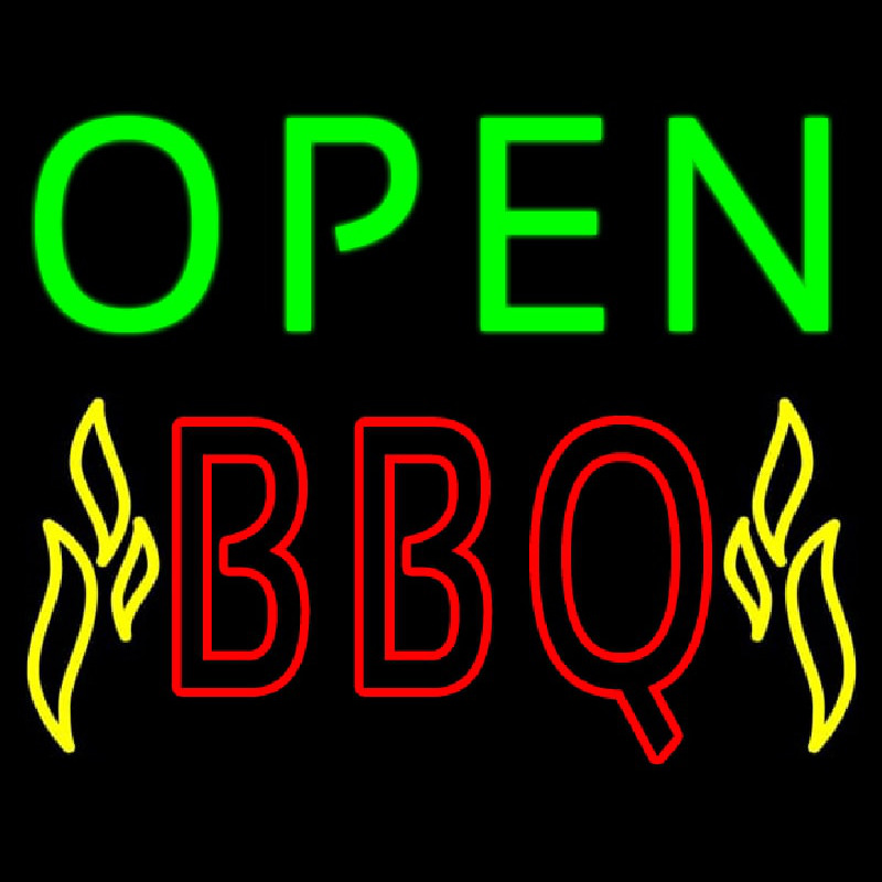 Open Bbq Red Leuchtreklame