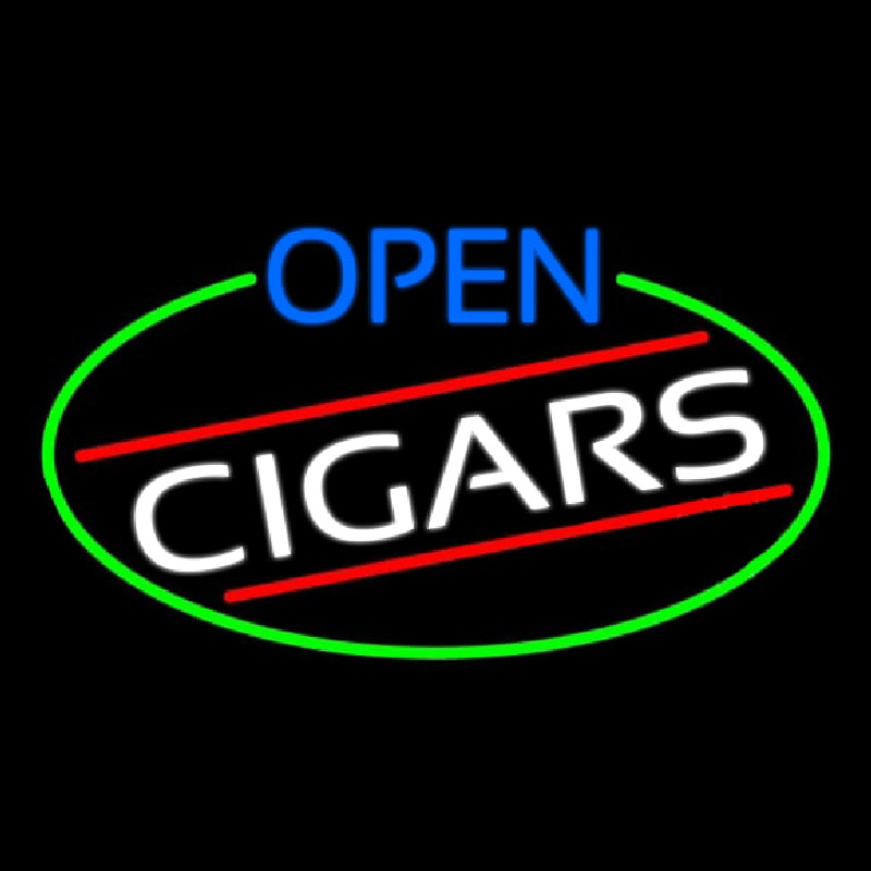 Open Cigars Oval With Green Border Leuchtreklame
