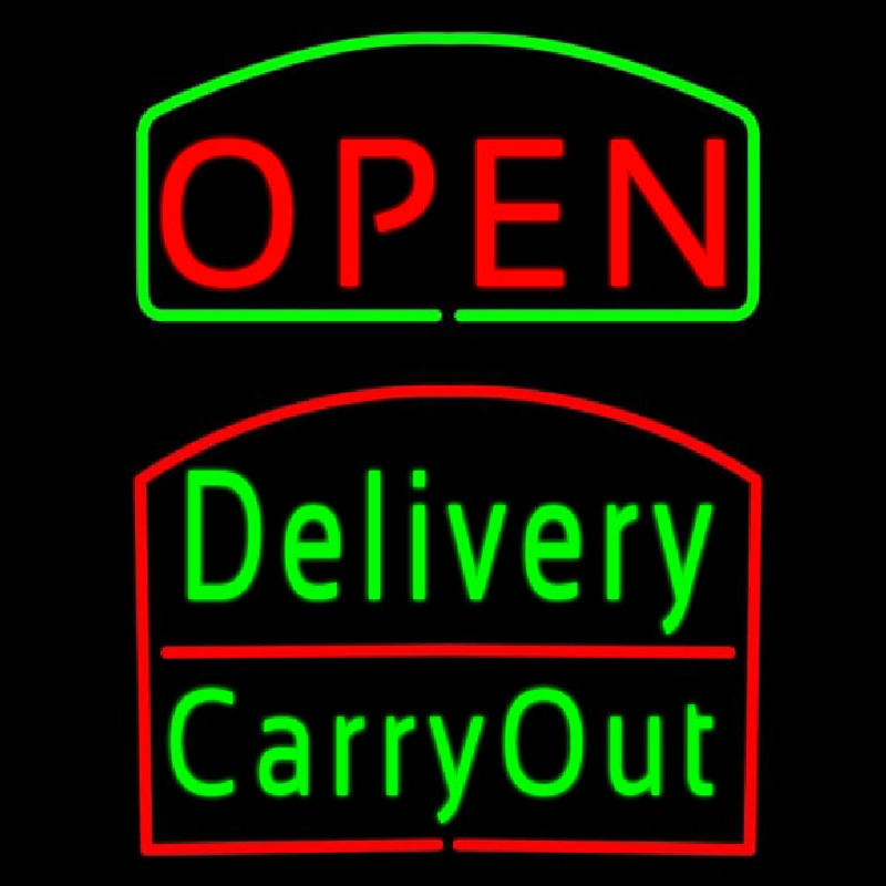 Open Delivery Carry Out Leuchtreklame