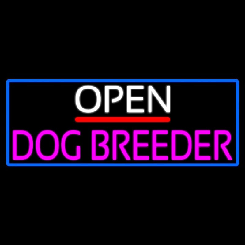 Open Dog Breeder With Blue Border Leuchtreklame