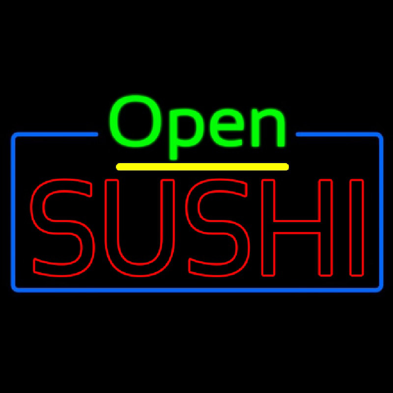 Open Double Stroke Green Sushi Leuchtreklame