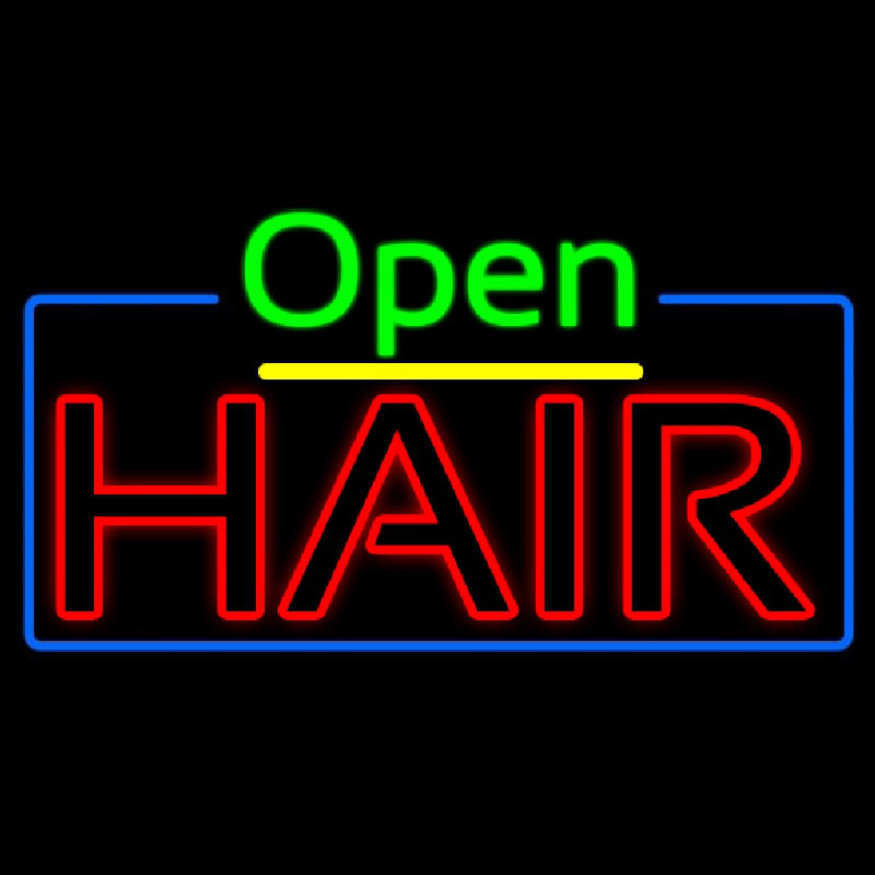 Open Double Stroke Hair Leuchtreklame