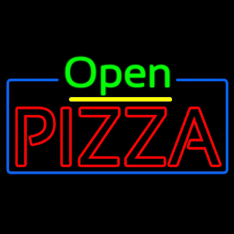 Open Double Stroke Pizza With Blue Border Leuchtreklame