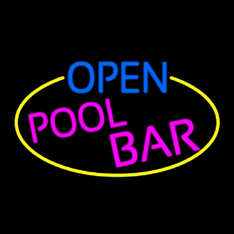 Open Pool Bar Oval With Yellow Border Leuchtreklame