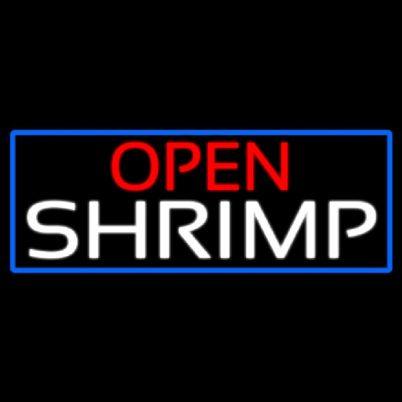 Open Shrimp With Blue Border Leuchtreklame