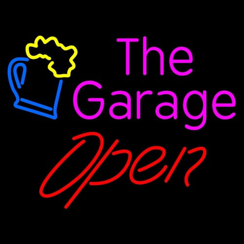Open The Garage Leuchtreklame