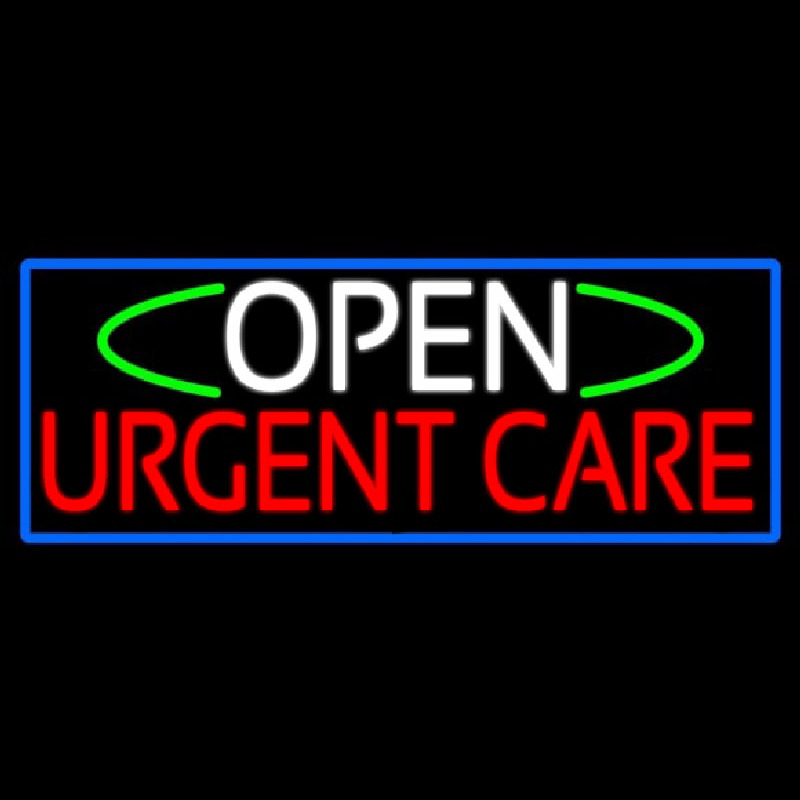 Open Urgent Care With Blue Border Leuchtreklame