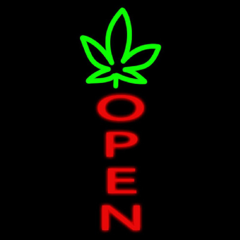 Open With Leaf Logo Leuchtreklame