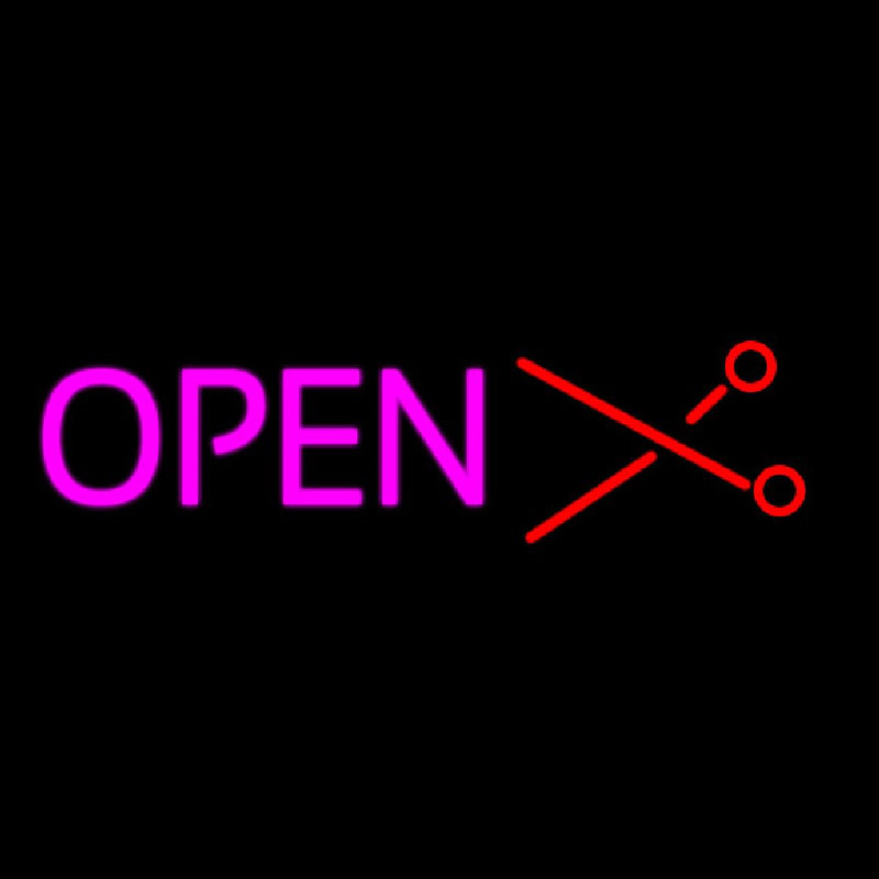 Open With Scissor Logo Leuchtreklame
