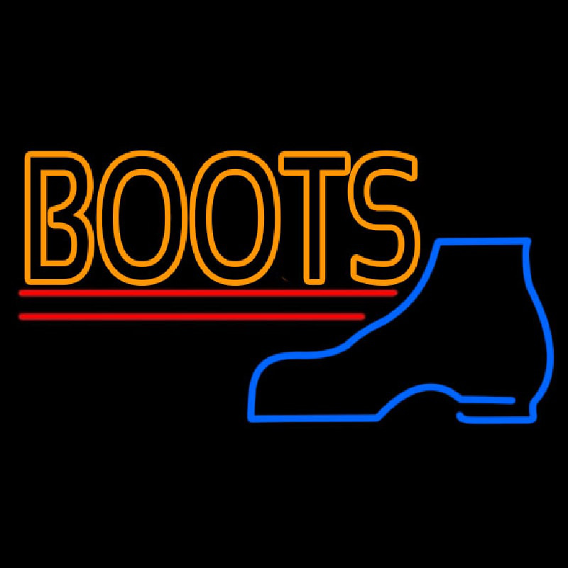 Orange Double Stroke Boots Leuchtreklame
