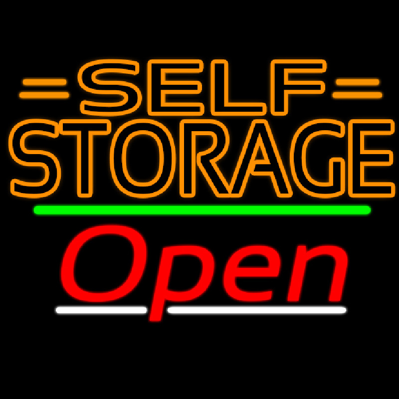 Orange Self Storage Block With Open 3 Leuchtreklame