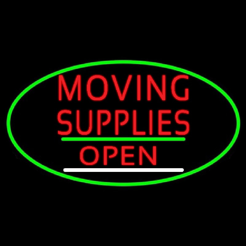 Oval Moving Supplies Open Green Line Leuchtreklame