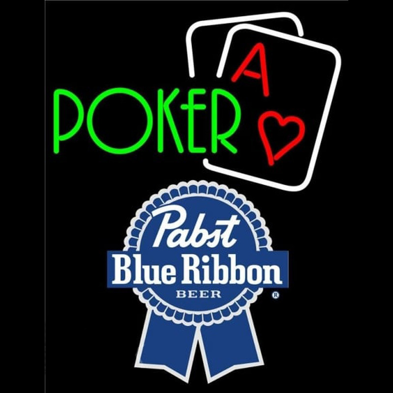 Pabst Blue Ribbon Green Poker Beer Sign Leuchtreklame