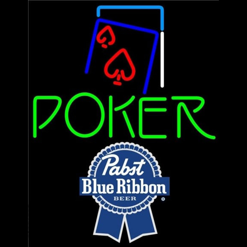 Pabst Blue Ribbon Green Poker Red Heart Beer Sign Leuchtreklame
