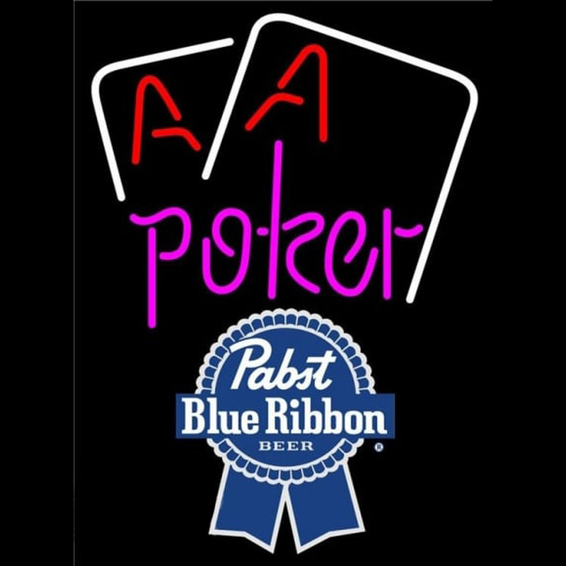Pabst Blue Ribbon Purple Lettering Red Aces White Cards Beer Sign Leuchtreklame