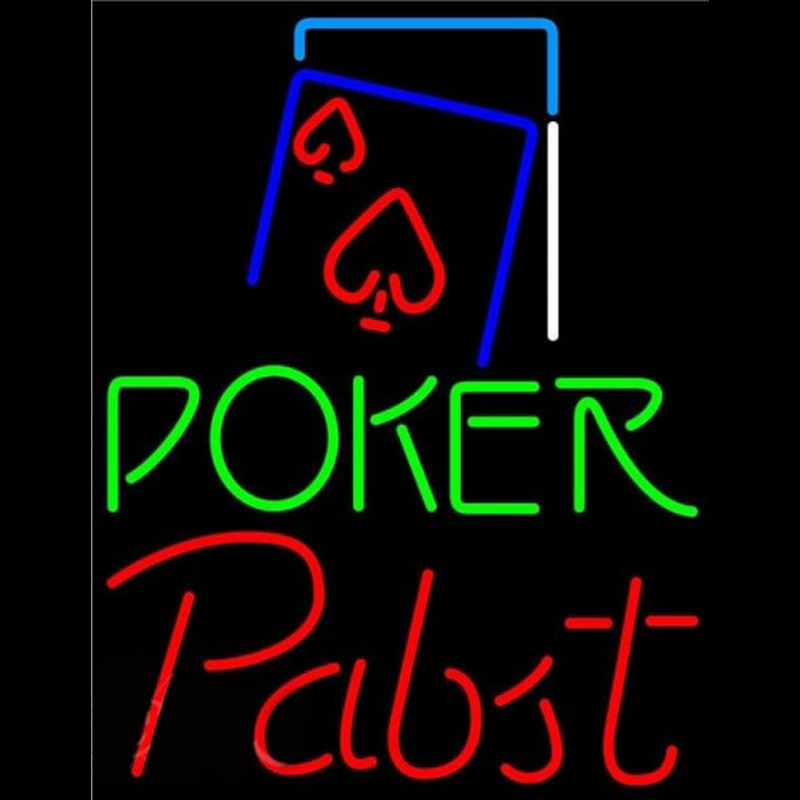 Pabst Green Poker Red Heart Beer Sign Leuchtreklame