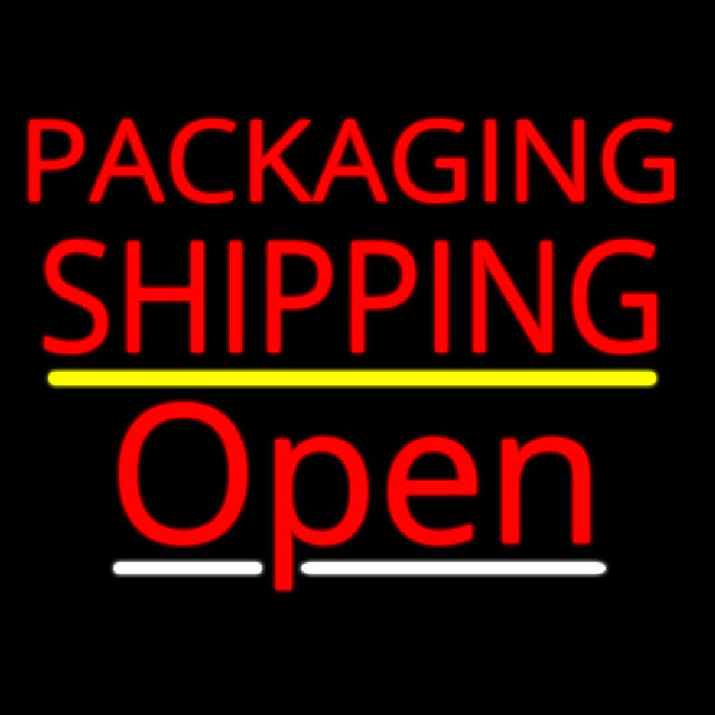 Packaging Shipping Open Yellow Line Leuchtreklame