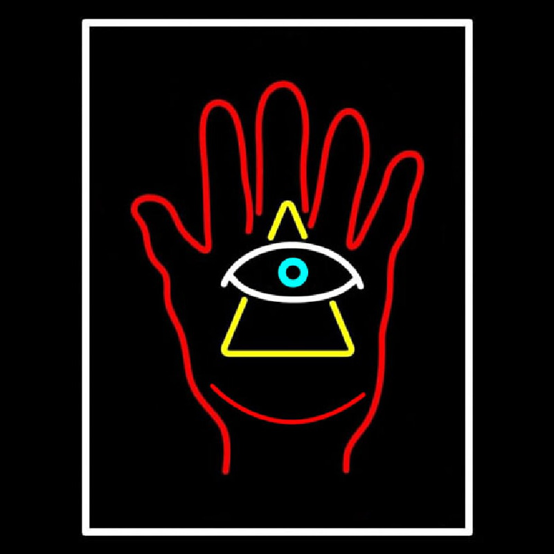 Palm With Eye Pyramid Leuchtreklame