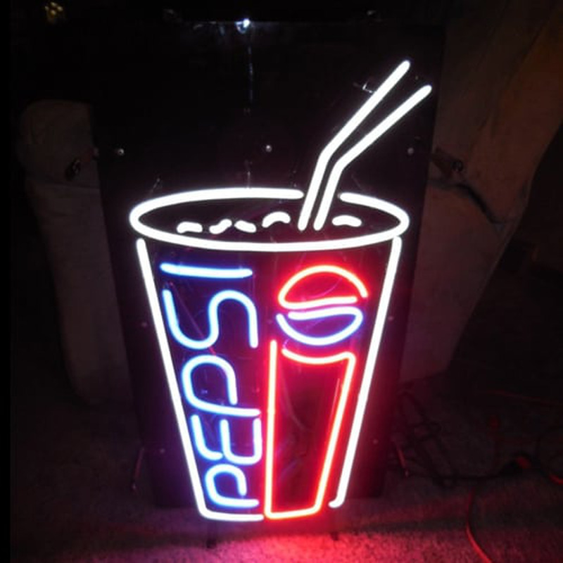 Pepsi Soda Pop Glas Bier Bar Offen Leuchtreklame
