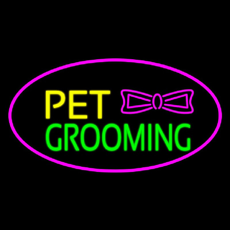 Pet Grooming Logo Oval Purple Leuchtreklame