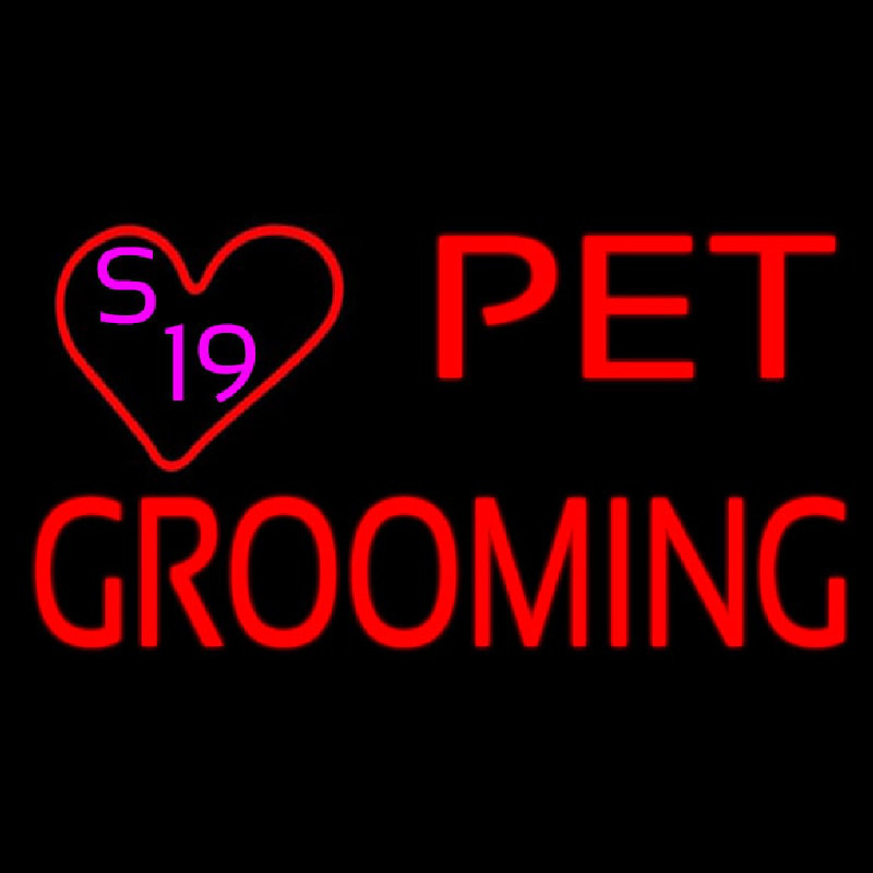 Pet Grooming With Heart Leuchtreklame