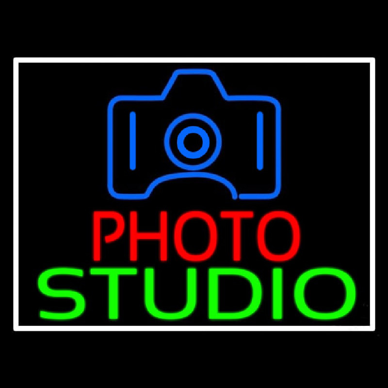 Photo Studio With Camera Logo Leuchtreklame