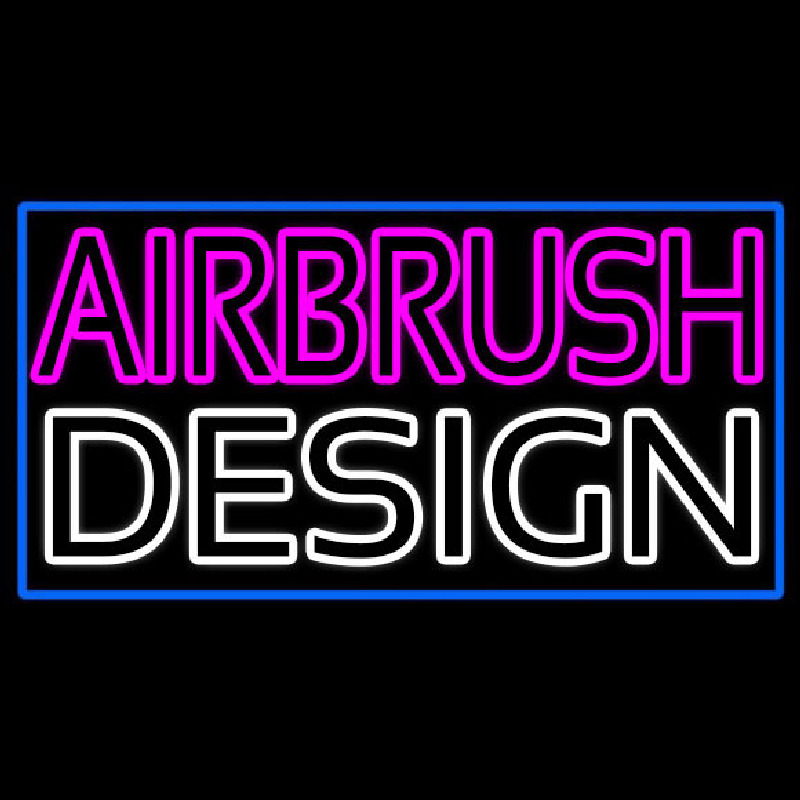 Pink Airbrush Design With Blue Border Leuchtreklame
