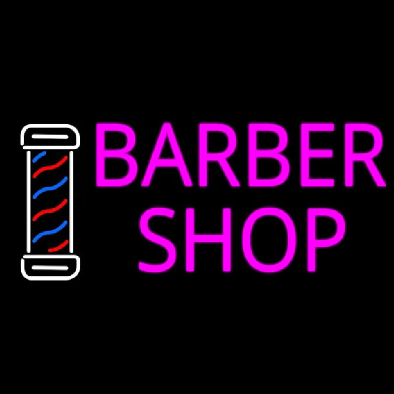 Pink Barber Shop With Logo Leuchtreklame