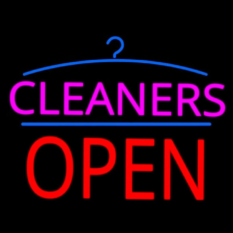 Pink Cleaners Block Red Open Logo Leuchtreklame
