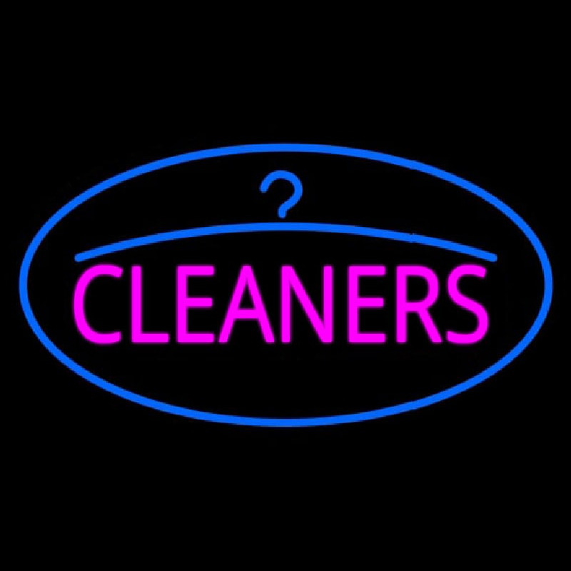 Pink Cleaners Oval Blue Logo Leuchtreklame