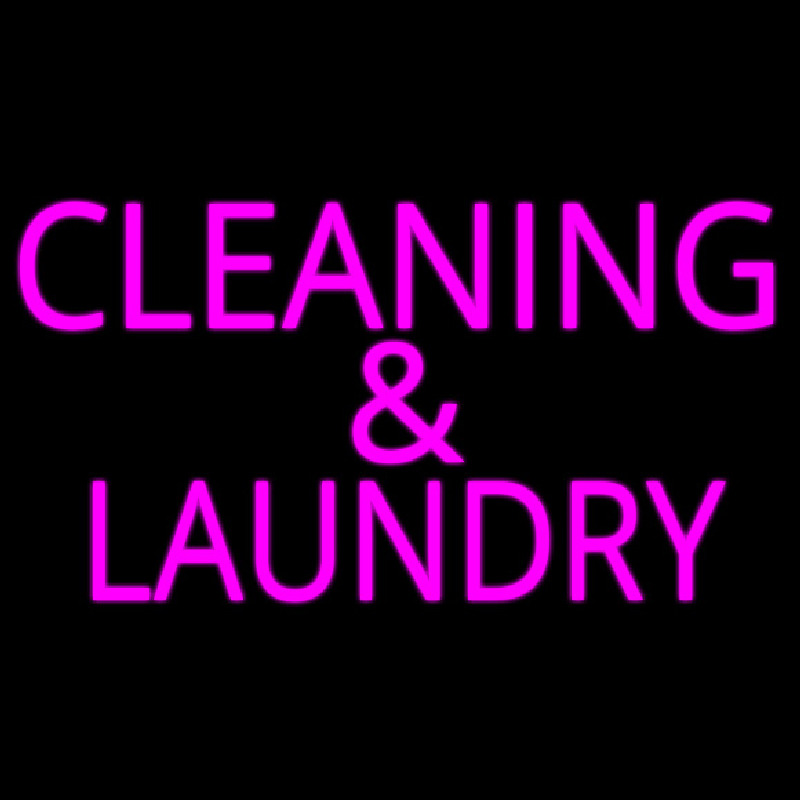 Pink Cleaning And Laundry Leuchtreklame