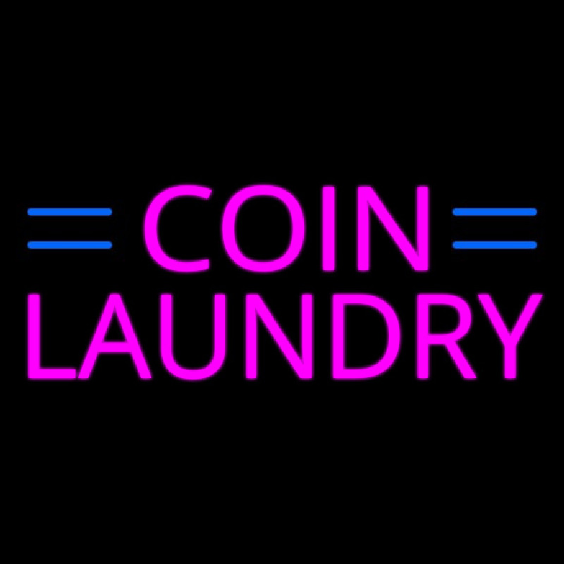 Pink Coin Laundry Blue Lines Leuchtreklame