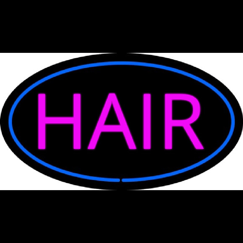 Pink Hair Oval Blue Leuchtreklame