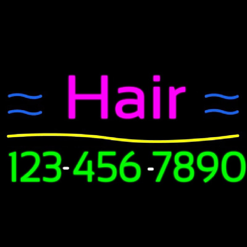 Pink Hair With Number Leuchtreklame